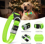 LED Dog Collar, Light Up Dog Collar, USB Rechargeable - Brightest Dog Lights for Night Walking, 6 Light Modes, Adjustable for Dog Safety(Large, Neon Green)