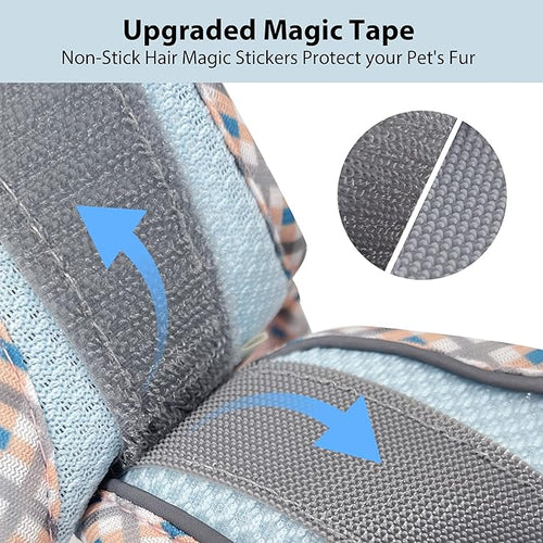 AIITLE Escape-Proof Dog Harness - Extra Soft Jacquard Fabric with Moisture-Wicking Lining, Adjustable Fit for Boston Terrier, Pekingese - Running, Playdates, Outdoor Adventures (Blue-Pink, L)