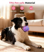 Petbobi Interactive Dog Toys – USB Rechargeable Automatic Rolling Ball with LED Light, Smart Bouncing Ball for Small Medium Pets to Exercise, Durable TPU Shell, Dog Toys to Keep Them Busy, Purple