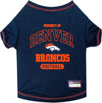NFL Denver Broncos Dog T-shirt Small. - Licensed Shirt for Pets Team Colored with Team Logos- Premium Stretchable Materials for the comfort of your Dog & Cat