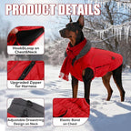 EMUST Pet Vests for Winter, Fleece Lined Dog Coat for Cold Weather Warm Dog Jackets for Small Medium Large Dogs, Pet Apparel for Cold Weather, Red, XXXL