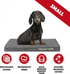 The Dog’s Bed Orthopedic Memory Foam Dog Bed, Small Grey Poly-Linen Pain Relief for Arthritis, Hip & Elbow Dysplasia, Post Surgery, Supportive, Calming, Waterproof Washable Covers