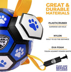 ProBall Pets Interactive Dog Soccer Ball with Grab Tabs - Floats on Water, Fetch & Training Toy for Small Medium Dogs, Herding Breeds - Waterproof Non-Toxic - 6" Blue White