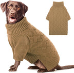 AOFITEE XL Dog Sweater, Dog Sweater Large Size Dogs, Large Dogs Sweaters for Female Male, Turtleneck Thick Warm Knitted Winter Fall Pet Sweatshirt, Solid Pet Halloween Costume (Brown, XLarge)