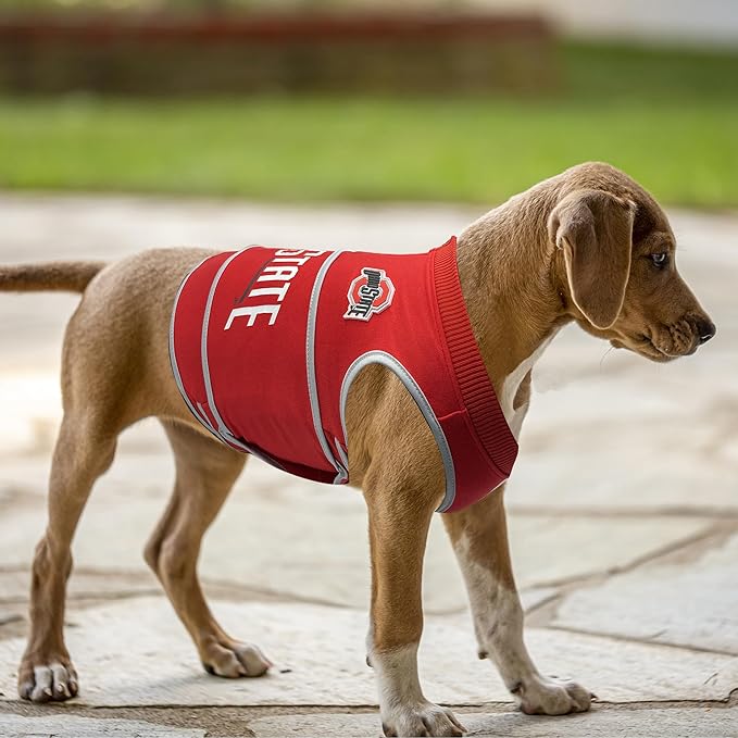 NCAA Ohio State Buckeyes Dog Anxiety Shirt Calming Soothing Vest, for Dogs Cats with Anxiety, Fears, Fireworks, Loud Noises, Dark, Lonely Keeps Dogs Calm Feeling Safe, Relaxing Jacket Small