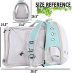 halinfer Dual Extension Pet Backpack Carrier for Large Cat and Small Puppy up to 20 Pounds, Clear Space Capsule Astronaut Transparent Bubble Window Pet Vet Travel Visit Bag