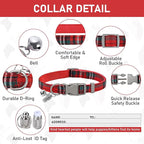 GAMUDA Small Dog Harness Collar and Leash Set, Step in No Chock No Pull Soft Mesh Adjustable Dog Vest Harnesses Plaid Reflective for Dogs Puppy Cats Kitten Rabbit (Red, XL)