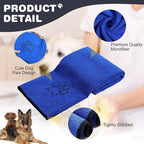 Chumia 4 Pack Dog Towels for Drying Large Microfiber Grooming Tools Absorbent Soft Bath Supplies with Embroidered Paw for Small Medium Pet Products(16 x 32 Inch,Blue)