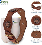 | Genuine Leather Scalloped Edges Vintage Dog Collar | Full Grain, Heavy Duty | Comfortable, Strong | Best for Medium, Large & XL Breeds (XL (Fit Neck Size 22"-26"), Brown-Scalloped Edges)