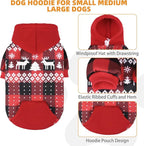 KOOLTAIL Christmas Dog Hoodie,Red Plaid Pet Clothes Sweater with Leash Hole&Pocket for Small Medium Large Dogs, Soft Winter Warm Dog Cold Weather Coat, Fleece Puppy Hooded Sweatshirt for Boys Girls, S