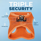 Best Pet Supplies Voyager Step-in Air Harness - All Weather Mesh, Reflective, No Pull Harness for Dogs, Cats - Secure with Hook & Loop Fastener, Buckle, Double D-Rings - Orange, L