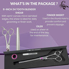 Kenchii Scorpion 24 Tooth Blending Scissors for Dogs and Pets - Premium Steel Scissors for Dog Grooming - Dog Shears Pet Grooming Accessories - Pet Hair Trimming Scissor