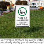SmartSign 12" x 18" (2-Pack) Be A Good Neighbor Clean Up After Your Dog Yard Sign with 15" Metal H-Stake, Double Sided, Large 160 mil Thick Corrugated Plastic Lawn Signs, Water Resistant, USA-Made