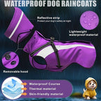 Mosucoirl Dog Raincoat Waterproof Raincoats for Dog Reflective Dogs Rain Jackets with Hood Hoodie Pet Rain Poncho Coat for Small Medium Large Dogs Puppies S-XXL (Purple, S)