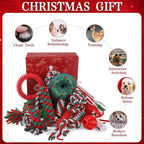 EXPAWLORER Christmas Dog Toys Bulk 15 Pack Set - Puppy Xmas Toys Gift Box for Teething, Durable Squeaky Rope Ball Toy, Indestructible Rubber Chew Toy, Interactive for All Dogs Aggressive Chewers