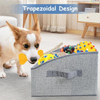 VCEPJH Dog Toy Basket Storage Box, 2 Pack Foldable Pet Toy Basket Shallow Puppy Toy Bin with Handles for Organizing Chew Toys Leashes Clothes Blankets And Accessories(Gray), TP062-2