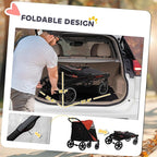 PawHut Dog Stroller for Large Medium Small Dogs up to 66 Lbs. 23.5" in Body Length, One-Click Foldable Pet Cat Stroller with Storage, Shock Absorption Wheels, Mesh Window, Safety Leash, Red