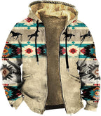 Men's Zip Up Jackets Western Style Ethnic Hoodie Hooded Vintage Long Sleeve Warm Coat Winter Outfits