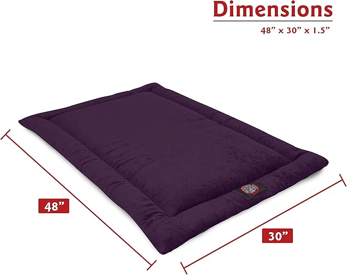 Majestic Pet Orthopedic Memory Foam Dog Crate Mat - Plush Pet Bed Pad for Crates & Kennels | USA Crafted | 48"x30" Villa Aubergine