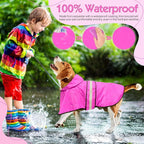Weesiber Dog Raincoat, Waterproof Dog Rain Jacket with Leash Hole, Lightweight Reflective Pet Rain Coat for Walking (XL, Pink)