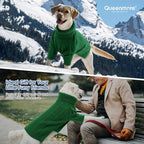 Queenmore XXL Dog Sweater,Large Dog Sweaters for Dogs Girls Boys,Xmas Turtleneck Pullover Pet Sweaters for Large Dogs,Cold Weather Doggie Sweatshirt Knitwear for Golden Retriever,Labrador(Green,XXL)