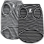Koneseve Dog Shirt Vest Lightweight Stretchy Dog T-Shirts Soft Cool Sleeveless Stripe Vests Breathable Clothes for Puppy Kitty Cats Small Medium Large Dogs 2 Pack Black + Grey [ 2XL ]