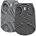 Koneseve Dog Shirt Vest Lightweight Stretchy Dog T-Shirts Soft Cool Sleeveless Stripe Vests Breathable Clothes for Puppy Kitty Cats Small Medium Large Dogs 2 Pack Black + Grey [ 6XL ]