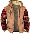 Men's Zip Up Jackets Western Style Ethnic Hoodie Hooded Vintage Long Sleeve Warm Coat Winter Outfits
