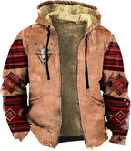 Men's Zip Up Jackets Western Style Ethnic Hoodie Hooded Vintage Long Sleeve Warm Coat Winter Outfits