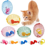 Jecery 5 Pcs Halloween Cat Spring Balls Toys Stretchable Rolling Balls Colorful Playful Coils Interactive Spring Action Toy Caged Rats for Kitten Cat Pet Supplies(Mouse,Bright Color,5 Pcs)