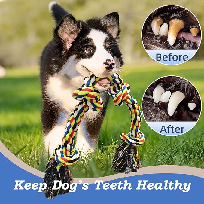 Heavy Duty Dog Rope Toys for Large Breed Aggressive Chewers, 2 Pack Indestructible Teeth Cleaning Tug of War Toy, Tough Chew Rope Tug Toy for Dogs – Interactive Toy