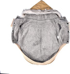 Warm Dog Hooded Trench Coat Windproof Parka Jacket for Cold Weather (L, Khaki)