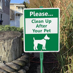 SmartSign Please Clean Up After Your Dog Sign, Dog Poop Signs for Yard 10 x 12 Inches Aluminum Sign With 3 Feet Stake