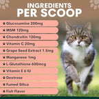 Hip and Joint Supplement for Cats - Glucosamine, Chondroitin, MSM for Joint Hip Care, Arthritis Pain Relief, Mobility Support, Cartilage Health, Inflammation Reduction - Senior Cat Support, 60 Scoops