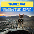 Travel Cat Harness and Leash Set - Adjustable Fit Mesh Cat Harness and Reflective Strap - Comfort Walking Vest for Kitten for Outdoor Walking, Hiking (Large, Black)