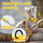 rabbitgoo Cat Harness and Leash Set, Escape Proof Soft Adjustable Vest Harnesses for Outdoor Walking, Easy Control Breathable Kitten Jacket with Reflective Strips, Orange & Yellow, XXS