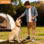 Nylon Dog Leash for Medium Large Dogs, 5-FTReflective Heavy Duty Leash with Comfortable Handle & Poop Bag Dispenser Ring, 1/2 Inch Wide, Secure Reinforcement for Walking (Orange, L)