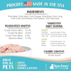Raw Paws Signature Blend Pet Food for Dogs & Cats - Pork Recipe, 1-lb Rolls (20 Pack) - Fresh Raw Food Made in USA - Natural Dog Food Roll - Frozen Raw Pork Dog Food Log Diet