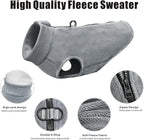 Idepet Dog Fleece Vest Sweater Zip Up Warm Pullover Dogs Jacket with D-Ring Leash Winter Cold Weater Coat Pet Sweatershirt Clothes Hoodie for Small Medium Dogs Boy Girl (Gray, M)