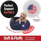 Majestic Pet 32 Inch Bagel Calming Dog Bed Washable – Cozy Soft Round Pet Bed with Spine Support for Dogs to Rest their Head - Fluffy Donut Puppy Bed 32x23x7 (Inch) - Medium – Blue