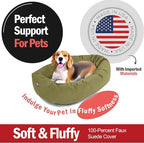 Majestic Pet 32 Inch Suede Shredded Memory Foam Mix Calming Medium Dog Bed Washable 32 x 23 x 7 (Inch) - Cozy Soft Round Donut Dog Bed with Spine for Head Support - Pet Bed Sage