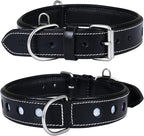 | Genuine Leather Dog Collar | Full Grain, Heavy Duty | Comfortable, Padded, Strong | Best for Pups, Small, Medium, Large & XL Breeds (Large (Fit Neck Size 18.5"-22.5"), Raven)