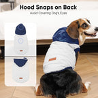 Fleece Lining Extra Warm Dog Hoodie in Winter for Large Dogs Jacket Pet Coats with Hooded,Beige and Blue XL