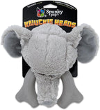 Spunky pup Knucklehead Durable Dog Toy - 2-in-1 Plush & Chew Toy for Aggressive Chewers, Chicken-Flavored Dental Chew, Durable Double-Stitched Squeaker- Elephant