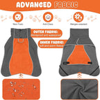 Dog Raincoat, Waterproof Dog Coat with Reflective Straps, Leash Hole & Polar Fleece Lining, Winter Snow Rain Coat for Small, Medium & Large Dogs, Warm, Windproof Vest Jackets