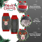 PETCARE Reindeer Christmas Dog Sweater Gray Cat Sweater Vest Cartoon Elk Pet Holiday Dog Clothes Puppy Sweaters for Small Medium Large Dogs Cats Fall Winter Outfits Xmas Dogs Costume,Small
