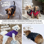 DJANGO Reversible Puffer Dog Coat – Warm Winter Dog Jacket & Water-Repellent Insulated Dog Coat with Harness Hole, Windproof, Adjustable Fit for Small & Medium Dogs, Dachshunds – Lava Red, Large