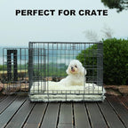 Bedfolks Waterproof Dog Crate Pad, Plush Dog Kennel Bed with Removable Cover, Faux Fur, Washable, 17"x12", Cream