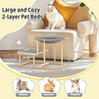 Pawaboo Elevated Cat Hammock Bed, 2-Tier Cats Bed with 2 Teasers, Wooden Cats Furniture with Kitten Scratching Mat,Double Cat Beds Interactive Stair Shaped Pet Hammock for Indoor Kitties Climbing