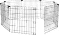 Amazon Basics Foldable Octagonal Metal Exercise Dog Playpen - Indoor/Outdoor, No Door, Extra Small (8 Panels, 24 x 24), Easy to assemble, store, and customize, 24" - Puppy, Black